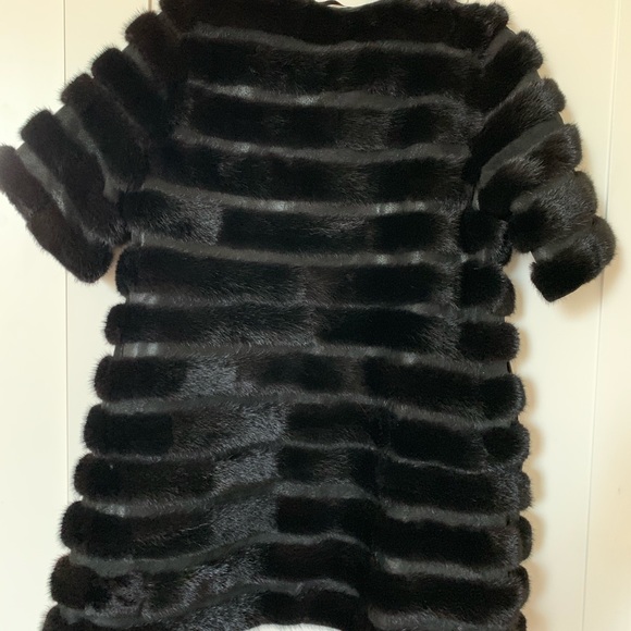 Real mink fur and real suede elbow long jacket - Picture 2 of 3